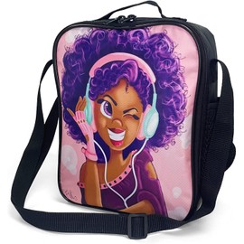 Lunch Bag for Women & Men Adult Insulated Lunch Box, Small Leakproof Cooler Food Lunch Containers Reusable Large Capacity Lunch Tote Bags for Work, Travel, Picnic (African American Black)