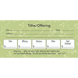 Offering Envelope - Tithe/Offering/Missions/Other (NIV Scripture - Deut 12:6-7)