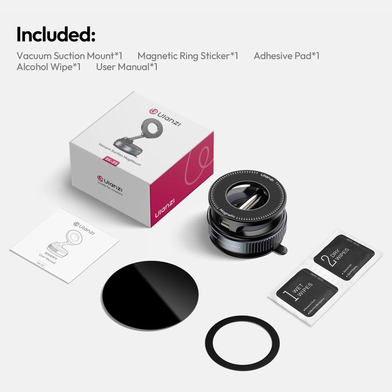 Ulanzi SK-25 MagSafe Vacuum Suction Phone Mount 360° Adjustable Car