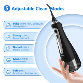 Sejoy Wireless Electric Oral Irrigator, Dental Cleaning for Dental Clean, 8 Replacement Nozzles, 5 Modes, IPX7 Waterproof, 230 ml, USB Rechargeable, Water Flosser for Travel