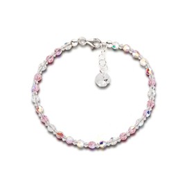 Beautiful SD Fine Bracelet 4 mm Crystal Beads 925 Silver, Glass, Crystal