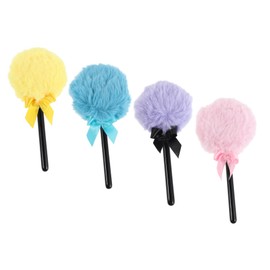 FRCOLOR 4pcs Fluffy Makeup Powder Puff Soft Velour Face Cosmetic Applicator for Loose Powder Foundation Travel Friendly Dual Use Tool with Unique Lollipop Design