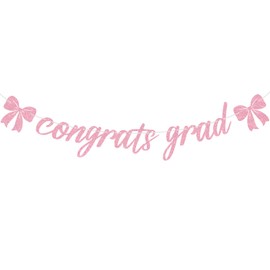 Pink Glitter Congrats Grad Banner, Congrats 2025/Class of 2025/So Proud of You, 2025 Graduation Party Decorations Supplies