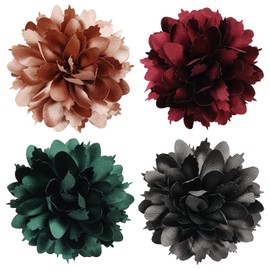 Cinaci 4 Pack Big Large Satin Rose Flower Plastic Hair Claws Clips with Bow Barrettes Clamps Bun Chignon Updo Holders Hair Accessories for Women Girls