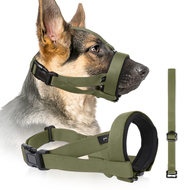 HEELE Dog Muzzle with Head Strap and Adjustable Loop and