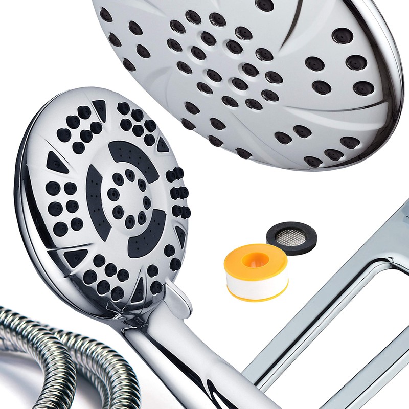 AQUABAR High-Pressure 3-way Shower Spa Combo with Adjustable 18" Extension