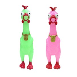 Animolds Squeeze Me Glow in The Dark Rubber Chicken Toy | Screaming Rubber Chickens for Kids | Novelty Squeaky Toy Chicken 2-Pack (Random Colors)