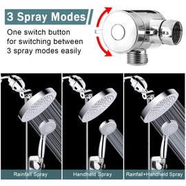 Taiker Filtered Shower Head, High Pressure Rainfall Shower Head/Handheld Shower Filter Combo, Luxury Modern Chrome Plated with 60'' Hose Anti-leak with Holder (Silver)