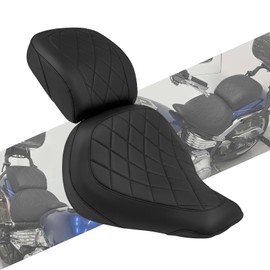 HCmotorku Motorcycles Front Driver Rider Seat Rear Passenger Pillion Seat Fit for Harley Softail Fat Boy FLFB Fatboy FLFBS 114 2018-Up Breakout FXBR FXBRS 2023-up (Black Stitching)