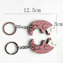 2 Pack Otter Keychains, Wooden Partner Keyring, Animal Couple Keyring, Otter Gift, Couple Key Ring for Couples, Friendship Otter Motif, Guardian Angel Keyring, Multicolor, brown