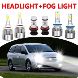 Unbranded For Honda Odyssey 2011-2017 Combo LED Headlight Fog Lights 6x Bulbs Kit 6000K