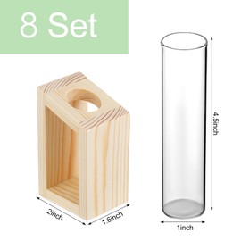 Geelin 8 Set Propagation Test Tubes for Plants, Water Propagation Station for Plants with Wooden Tray, Small Glass Terrarium Gardening Gifts for Women Garden Starter Mini Decoration Home Table Indoor