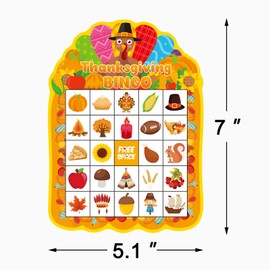 24 Players Thanksgiving Bingo Game Cards for Kids Thanksgiving Party Games Thanksgiving School Classroom Games Thanksgiving Crafts Board Games for Classroom Family Activity