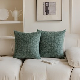 Colormz Set of 2 Aqua Colored Cute Textured Throw Pillow Covers, Cozy Boho Accent Pillow Cases for Sofa Couch Bed and Living Room - 18"x18"