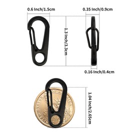Swatom Mini Alloy Carabiner Clip Tiny Spring Snap Hook Carabiners for Backpack Keychains Accessories (Black 20P)