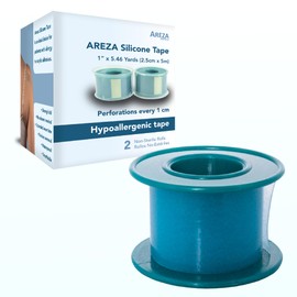 Areza Medical, Silicone Tape, Non-sterile, Hypoallergenic, with Perforations Every 1 cm, 1" x 5.46 yds. (2.5 cm x 5 m) - 2 Rolls per Box
