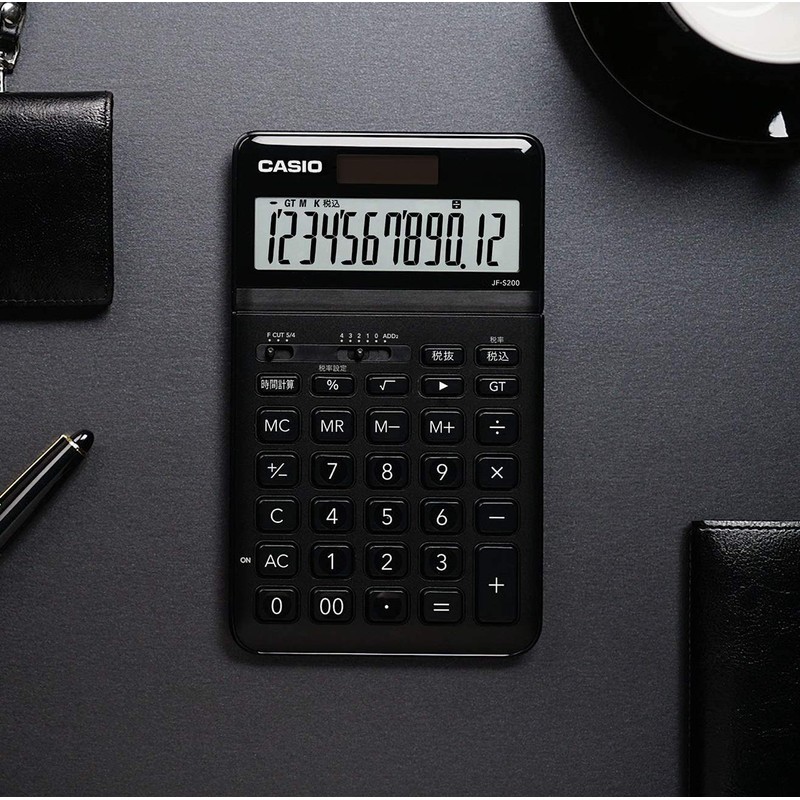 Casio Stylish Calculator, Black, 12 Digits, Just Type, JF-S200-BK-N