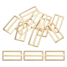 PATIKIL Flat Metal Slide Buckle Tri-Glide Slider Webbing Belt Adjuster Strap Holder Leathercraft DIY Bag Belt Purse Making, Light Gold, 38mm