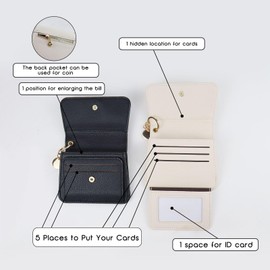 AdiStylinno Ladies Leather Purses, PU Leather Credit Card Holder Coin Purse for Women, Minimalist Small Wallet with Keychain, Zipper Coin Pocket, Multiple Card Slot (Black)