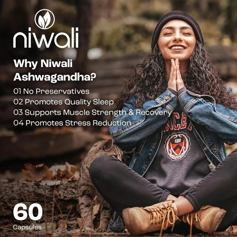 Niwali Ashwagandha Root Herbal Supplement Stress Relief, Mood, & Energy