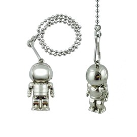 Wayilea Pull String Ceiling Fan Light Extender Chain, Stainless Steel Extension Ball Bead Replacement, Cute Astronaut Spacemen Hanging Ornaments for Lamp Fixture Kids Bedroom Space Decor