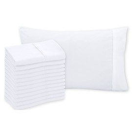 Royale Linens White Pillowcase Set of 12 - Queen 20"x30" Bed Pillow Cover - 1800 Brushed Microfiber - Wrinkle & Fade Resistant - Bulk Pillow Cases - Hotel Quality Pillow Case 12 Pack (Queen, White)