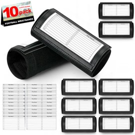 10 Pack Football Wristbands，Elastic Cotton Sports Football Arm Bands ，Wristbands for Play Signs with 3 PVC Compartments, Baseball and Tennis Protect Wrist Bands (3.4 x 5.5 inches)