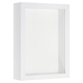 PATIKIL 6x8 Shadow Box Frame, Wooden Dried Flower Photo Frame Floating Photo Frame Acrylic DIY Display Case for Flowers Ticket Crafts and Photos, White