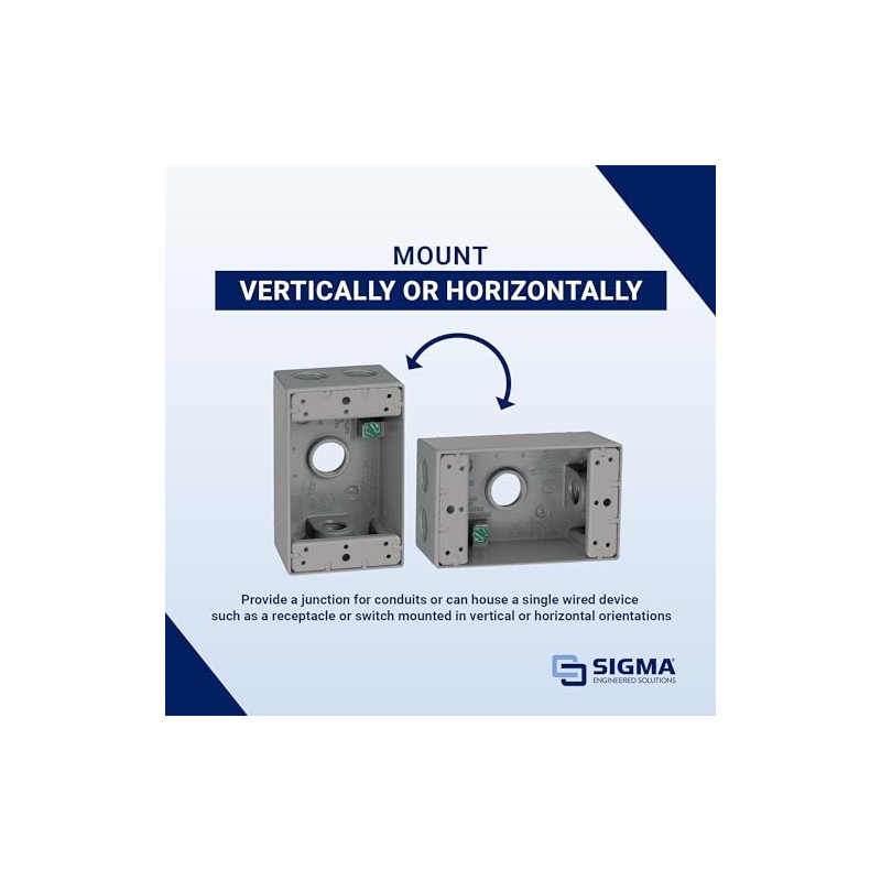 SIGMA ENGINEERED SOLUTIONS Metal Electrical Outlet Box, Weatherproof, Easy Mount