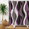 Violet Shower Curtain Grey and Black Striped Minimalist Shower Curtain