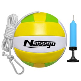 Naissgo Tetherball Ball and Rope, Soft Tetherball Set with Metal Hook and Ball Pump with Needle - Great for Family,Adults,Tether Ball Backyard Game Outdoor Play