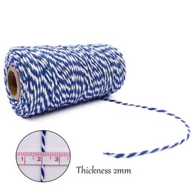 Bakers Twine String Royal Blue and White 328 Feet Soft Cotton Butcher Twine String for Gift Wrapping DIY Crafts Cooking Home Decoration String Art Gardening