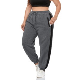 ZERDOCEAN Women's Plus Size Fleece Lined Sweatpants Warm Fleece Joggers Pants Active Pants with Pockets Dark Gray 2X
