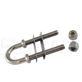 SeaLux Marine Boat Bow Eye Stern Eye U Bolt Tie Down 1/2" Stock, 5-1/4" Overall Length, 3-1/2" Thread Length with Hex Nuts and washers