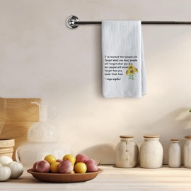 TNUW Inspirational Quotes Sunflower Kitchen Towels 16X24In, Hostess Gifts for Women, I've Learned That People Will Forget What You Said Decorative Hand Dish Tea Towels for Kitchen Bathroom Decor