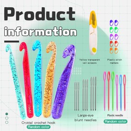 NAMOON Large Crochet Hooks, 12mm-25mm Crochet Hooks, Huge Crochet Set for Crocheting Thick Blanket, Transparent Crystal Crochet Needles for Knitting Carpet Weaving, DIY Crafts