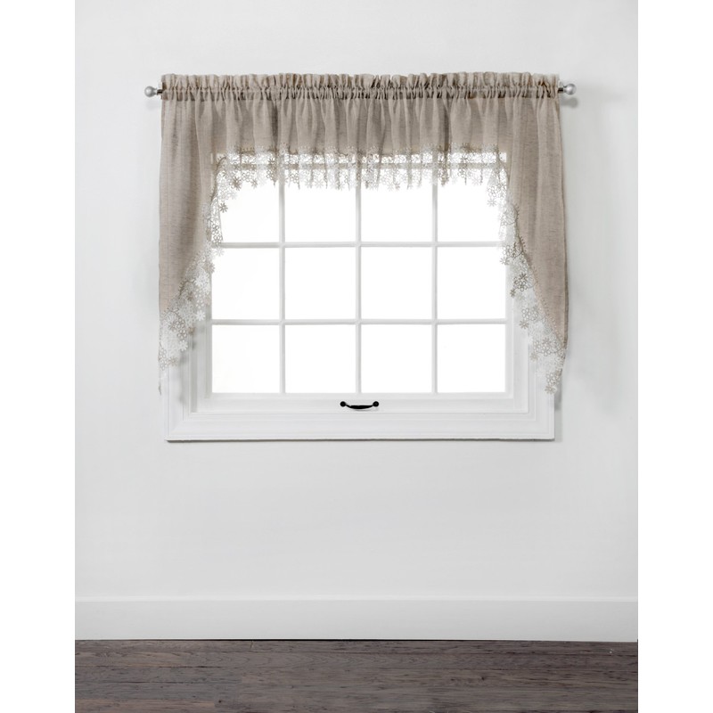 Renaissance Home Fashion Lillian Swag Pair with Macrame Band, 56-Inchx38-Inch,