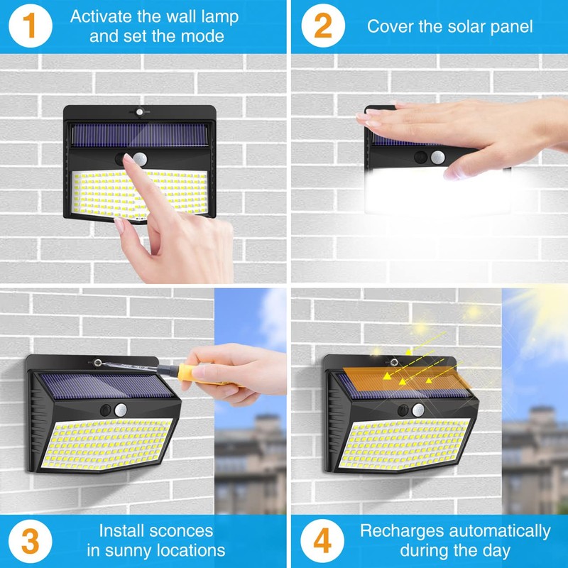 Peasur Solar Lights Outdoor, [138 LED/8 Packs] Solar Motion Sensor