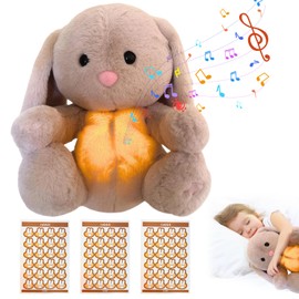 Breathing Bunny for Anxiety Adults,Anxiety Bunny for Adults Breathing,Anxiety Relief for Adults Rabbit,Cute Soothing Breathing Rabbit,with Sound and Light,for Children and Adults,with 3 Bunny Stickers