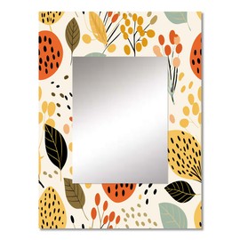 DesignQ Luminous Lace Floral Design I Floral Wall Mirror, Printed White Wall Mirror, Traditional Bathroom Wall Mirror, Decorative Floral Mirror - 24x32 Inches