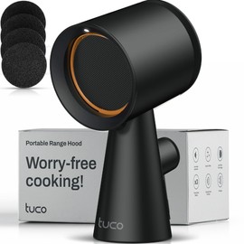TUCO Portable Range Hood, Desktop Kitchen Exhaust Fan with 3 Speeds, Triple Filter Polymer, Aluminum & Carbon, Low Noise, Oil Collection Cup, Smoke Air Purifier for Indoor BBQ, Hot Pot and RV Kitchens