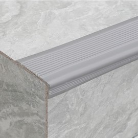 Hungbak Peel and Stick Anti-Slip Stair Nosing, Flexible L-Shaped Staircase Step for Edge Protector Trim (Gray, 5m)