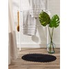 DII Crochet Collection Reversible Bath Mat, Small Oval, 17x24, Black