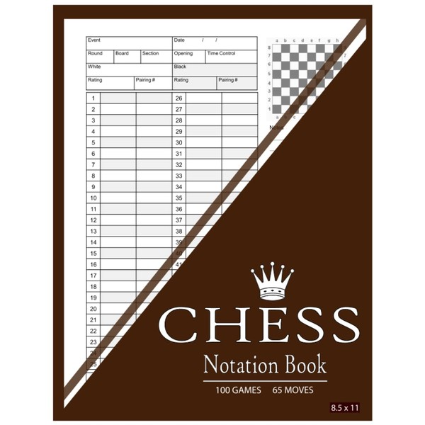 Chess Notation Book: 100 Games Sheets With 65 Moves Per