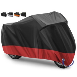 Motorcycle Cover Motorcycle Tarpaulin Outdoor Scratches Prevent Waterproof Motorcycle Garage 210D Oxford Protective Cover for Harley-Davidson, Honda, Suzuki, Yamaha (Red, 245 x 105 x 125 cm)
