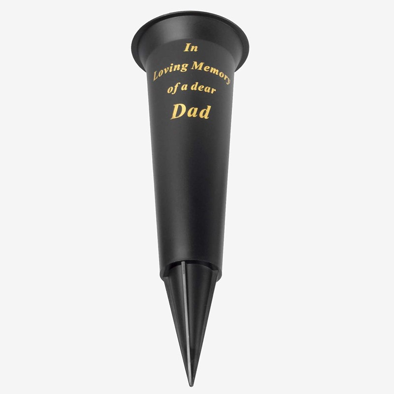 Set of 2 Black In Loving Memory DAD Spiked Memorial