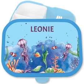 Children's Campus for Mepal - Lunch Box Underwater Gift Underwater World Lunch Box Coral Reef Vesper Box Sea Animals I Jellyfish I Coral I Clown Fish I Ocean Gift School - 750 ml - Blue