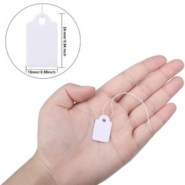 White Marking Tags Price Tags Price Labels Display Tags with Hanging String, 500 Pack (24 x 15 mm)