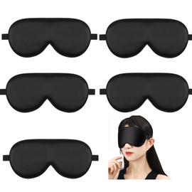 Sleep Mask, 6 Pack Dacron Sleep Mask, Super Soft Eye Masks with Adjustable Strap, Dacron Eye Cover Soft Satin Blindfold Elastic Strap Night Eyeshade Travel Nap for Women Men(Black)