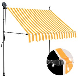 MINERWALL Patio Awnings Manual Retractable Awning with LED 78.7" White and Orange,Installation is a Breeze, and Manual Operation Makes it Easy to use.